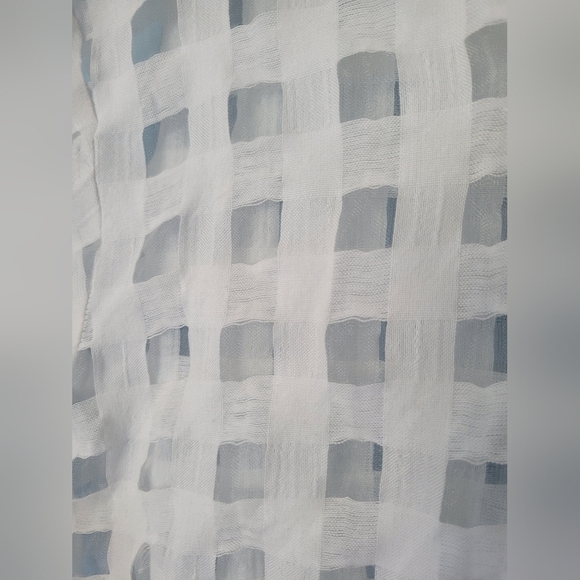 Ivano Boni Sheer Grid Plaid Cover-up Overlay Shirt White Large? - Picture 5 of 12